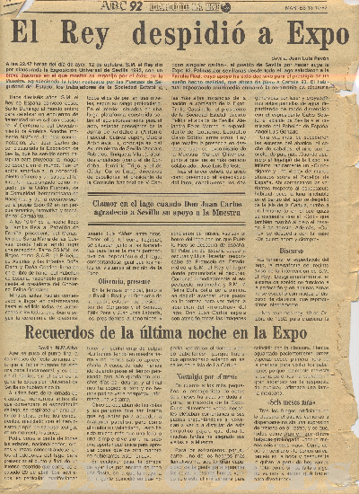 El Rey despide Expo92 (ABC,Diario de la Expo, 13 de Octubre de 1992)