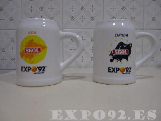 2 Tazas de Skol con la expo92 que tengo, mi padre fue a sevilla.